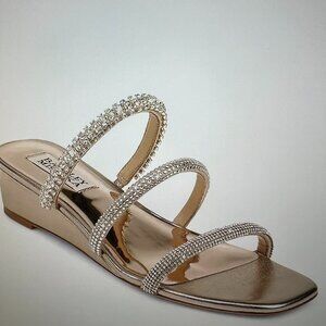 Badgley Mischka Zofia Slide Wedge Sandals Gold 7.5